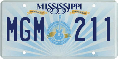 MS license plate MGM211