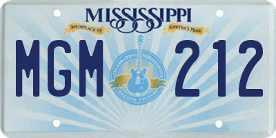 MS license plate MGM212