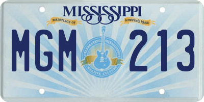 MS license plate MGM213