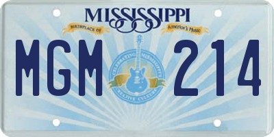 MS license plate MGM214