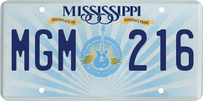 MS license plate MGM216