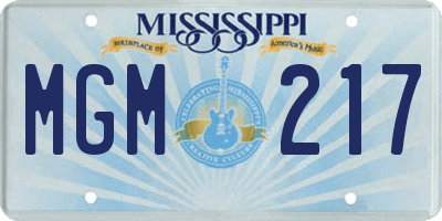 MS license plate MGM217