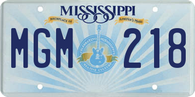 MS license plate MGM218