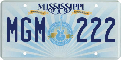MS license plate MGM222