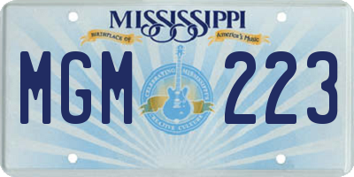 MS license plate MGM223