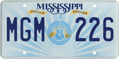 MS license plate MGM226