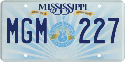 MS license plate MGM227