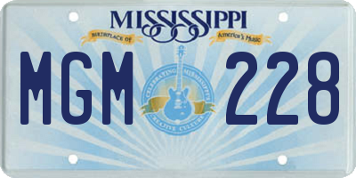 MS license plate MGM228