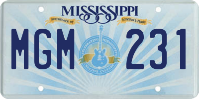 MS license plate MGM231