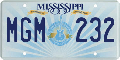 MS license plate MGM232