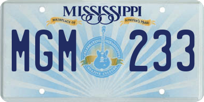 MS license plate MGM233