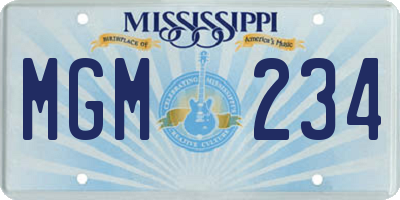 MS license plate MGM234