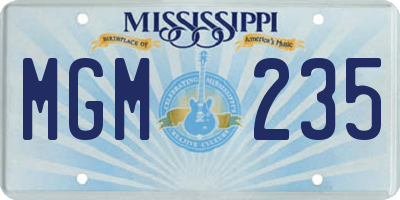 MS license plate MGM235