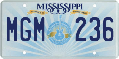MS license plate MGM236