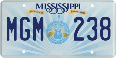 MS license plate MGM238