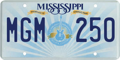 MS license plate MGM250