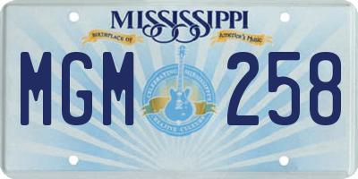 MS license plate MGM258