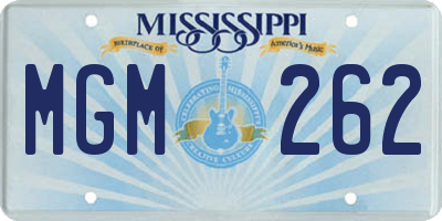 MS license plate MGM262