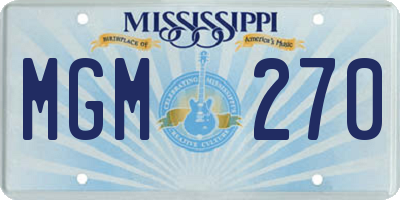 MS license plate MGM270