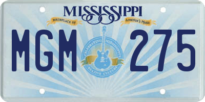 MS license plate MGM275
