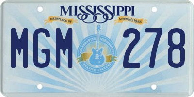MS license plate MGM278