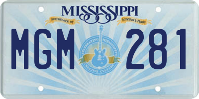 MS license plate MGM281
