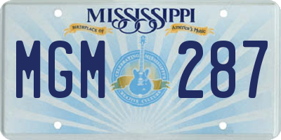 MS license plate MGM287
