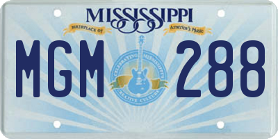 MS license plate MGM288