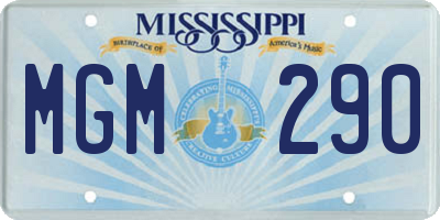 MS license plate MGM290
