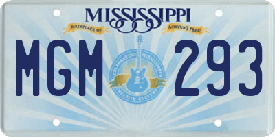 MS license plate MGM293