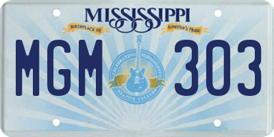 MS license plate MGM303