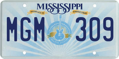 MS license plate MGM309