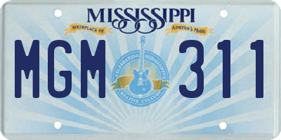 MS license plate MGM311