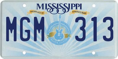 MS license plate MGM313