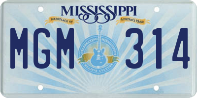 MS license plate MGM314