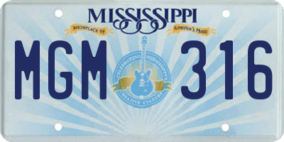 MS license plate MGM316