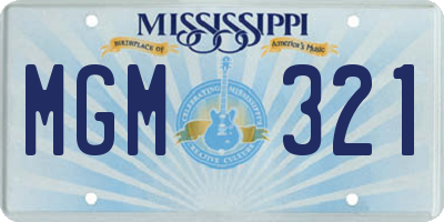 MS license plate MGM321