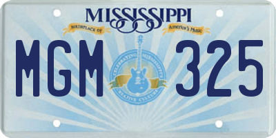 MS license plate MGM325