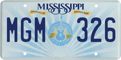 MS license plate MGM326