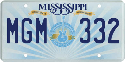 MS license plate MGM332