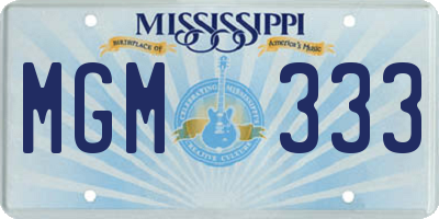 MS license plate MGM333