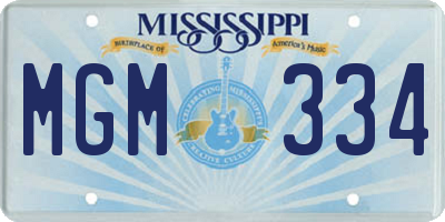 MS license plate MGM334