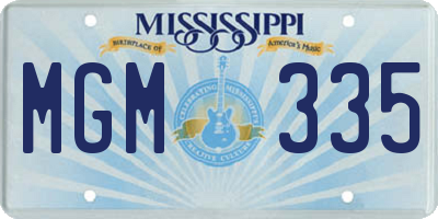 MS license plate MGM335