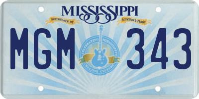 MS license plate MGM343