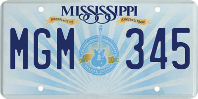 MS license plate MGM345