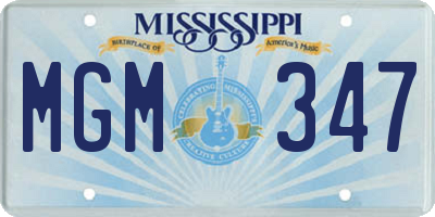MS license plate MGM347