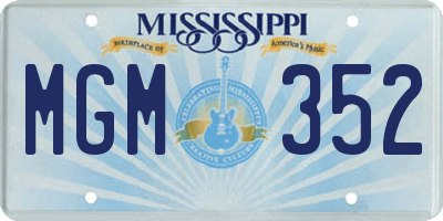 MS license plate MGM352