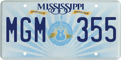 MS license plate MGM355