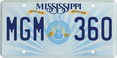 MS license plate MGM360