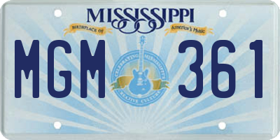 MS license plate MGM361